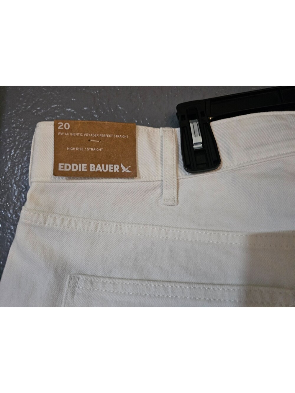Women's Eddie Bauer Denim Jeans Pants Wide Leg Plus Size 20 White Elastic Waist - Picture 14 of 14